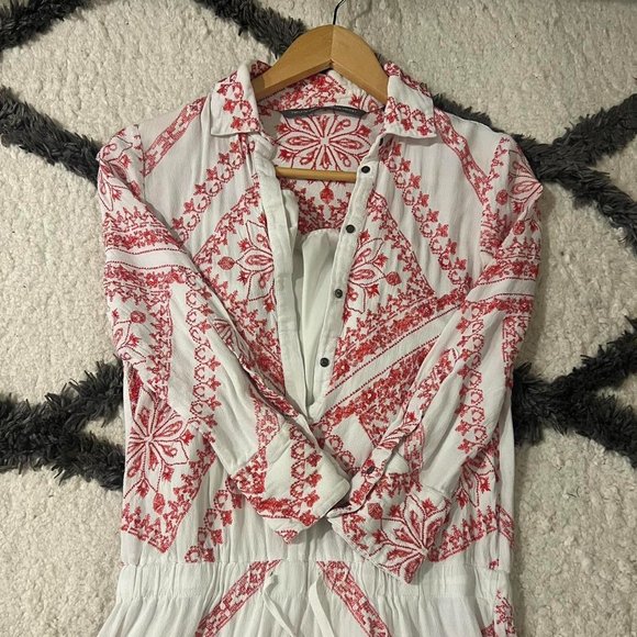 Twelfth Street Cynthia Vincent red and white print 3/4th sleeve dress XS - Picture 4 of 4